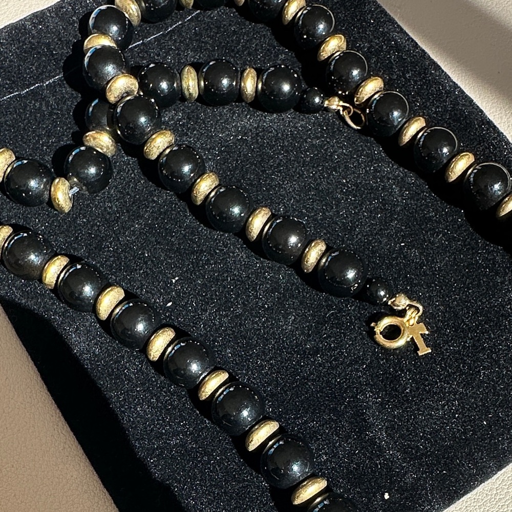 Trifari Black and Gold Beaded Necklace